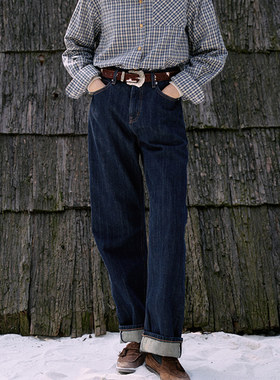 Jicouture“Demin系列”红赤耳边原色直筒牛仔裤女百搭高腰长裤子