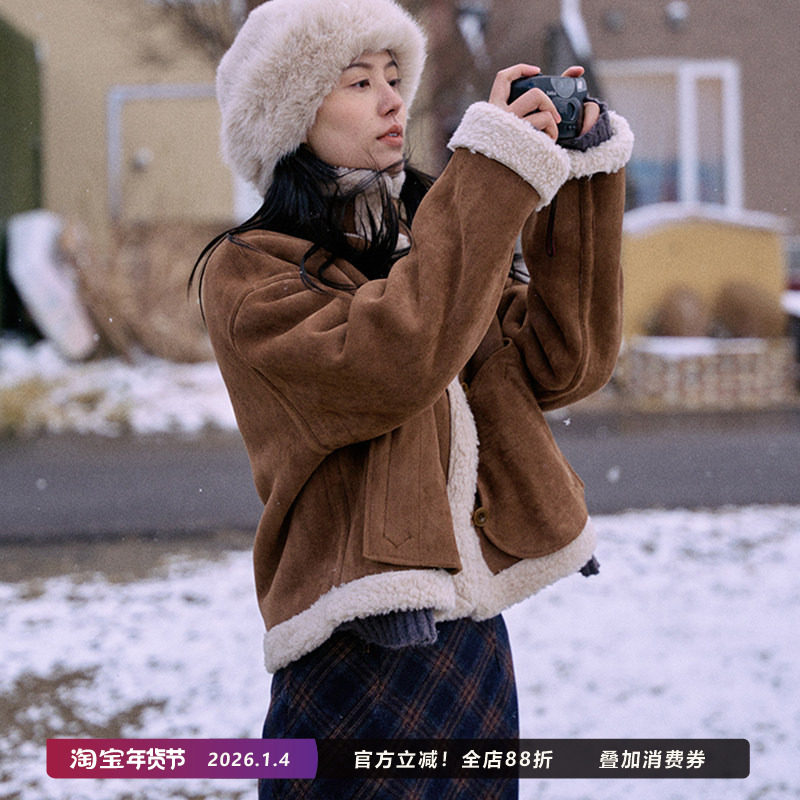 Jicouture“冬日旷野”正反两穿皮毛一体外套女复古立领保暖上衣,女装/女士精品,短外套,淘宝优惠券,粉丝福利购,淘宝优惠卷