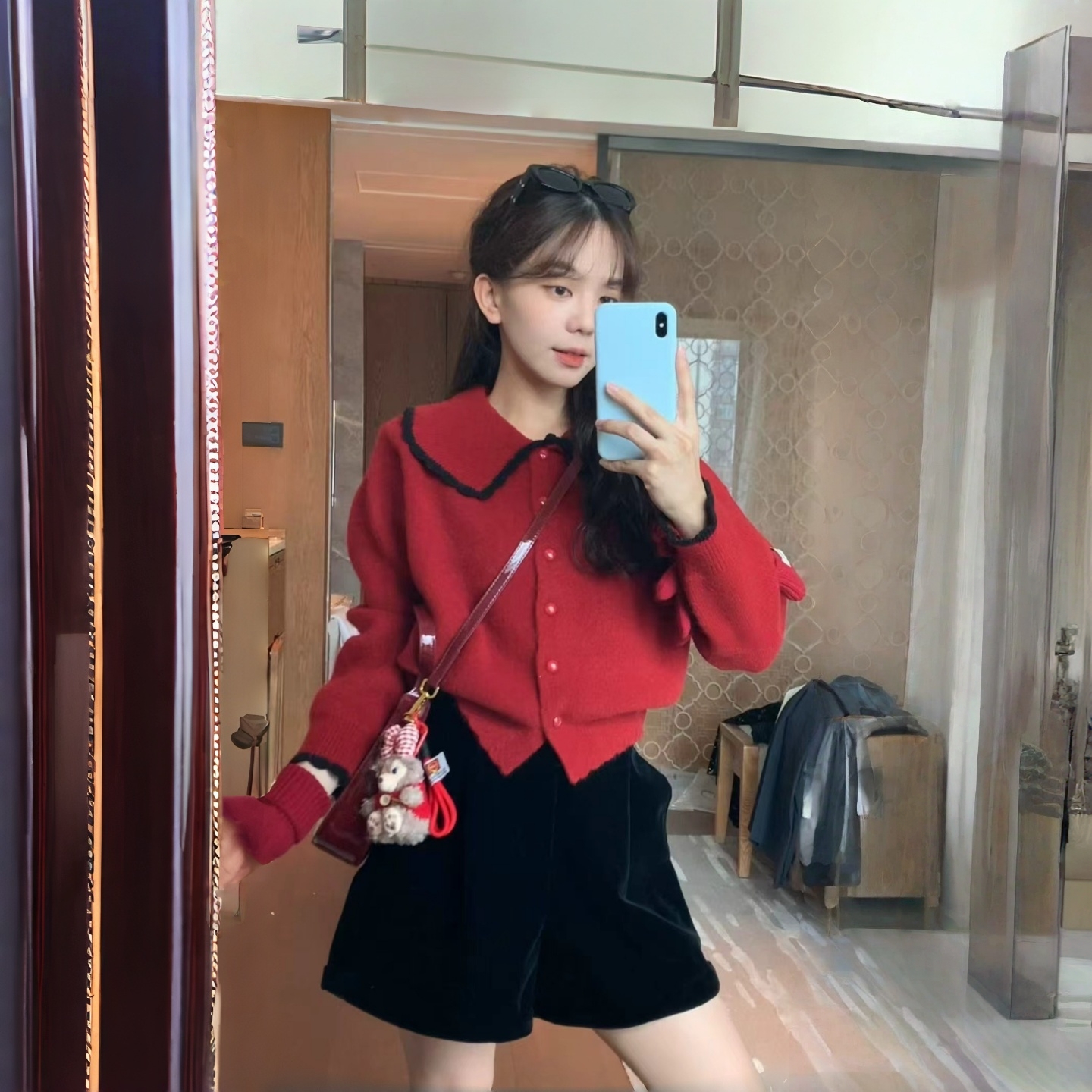 红色！针织开衫！圣诞过年衣服！