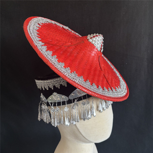 山南笠影雨竹花腰斗笠头套山灵舞蹈演出傣族舞台道具民族竹编定制