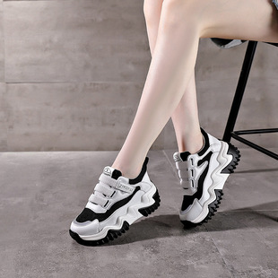 潮流星期天2025女鞋新款坡跟厚松糕内增高休闲运动女网鞋老爹鞋