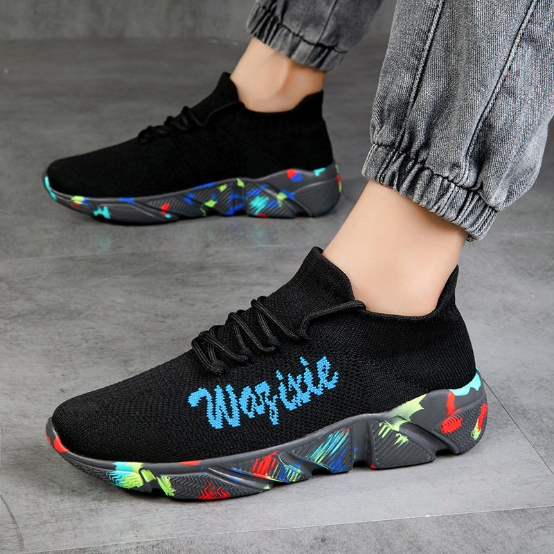 工厂直销情侣运动休闲跨境大码高弹飞织透气鞋潮流时尚轻便袜子鞋,运动鞋new,运动休闲鞋,淘宝优惠券,粉丝福利购,淘宝优惠卷