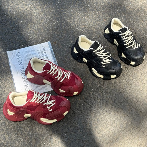 欧洲站磨砂真皮厚底八爪鱼老爹鞋女2025秋季新款不累脚休闲运动鞋