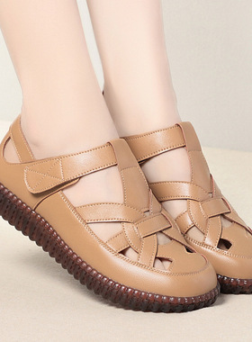 24春夏新款女凉鞋低跟坡跟罗马妈妈凉鞋FZ932加大码43