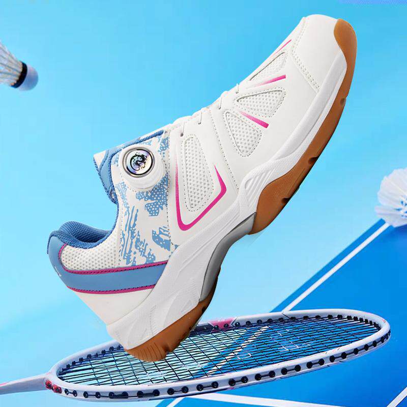 新款旋转扣休闲羽毛球鞋透气情侣款轻便乒乓球运动鞋男网球训练鞋
