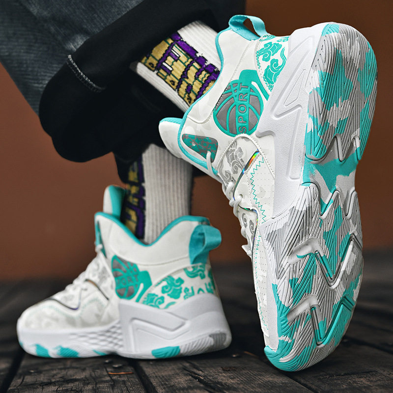 厂家直销皮面篮球鞋男青少年实战球鞋防滑透气小学生儿童男运动鞋