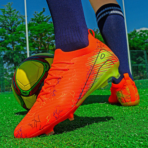 跨境2025新款莆田飞织足球鞋男低帮长钉碎钉学生青少年比赛运动鞋