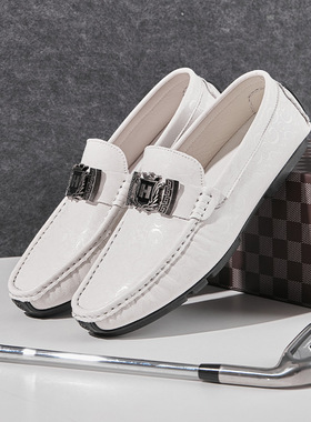 2005春季真皮豆豆鞋男休闲套脚鞋跨境大码皮鞋一脚蹬男鞋直播代发