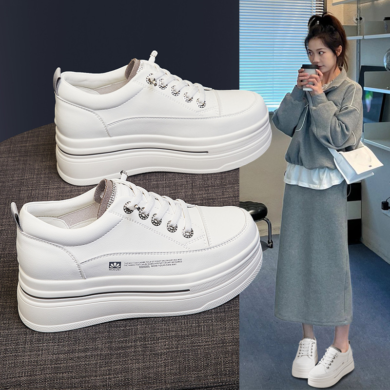 厚底小白鞋女2025春季新款小个子运动鞋34码休闲鞋百搭内增高女鞋