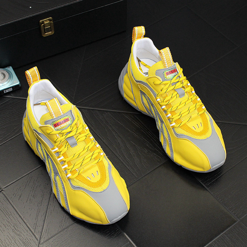 男鞋包底休闲鞋男厚底百搭2024新款春秋黄色运动鞋男网面透气潮鞋