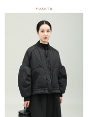 原途原创设计感小众黑色羽绒服女冬季加厚保暖棒球领文艺气质外套