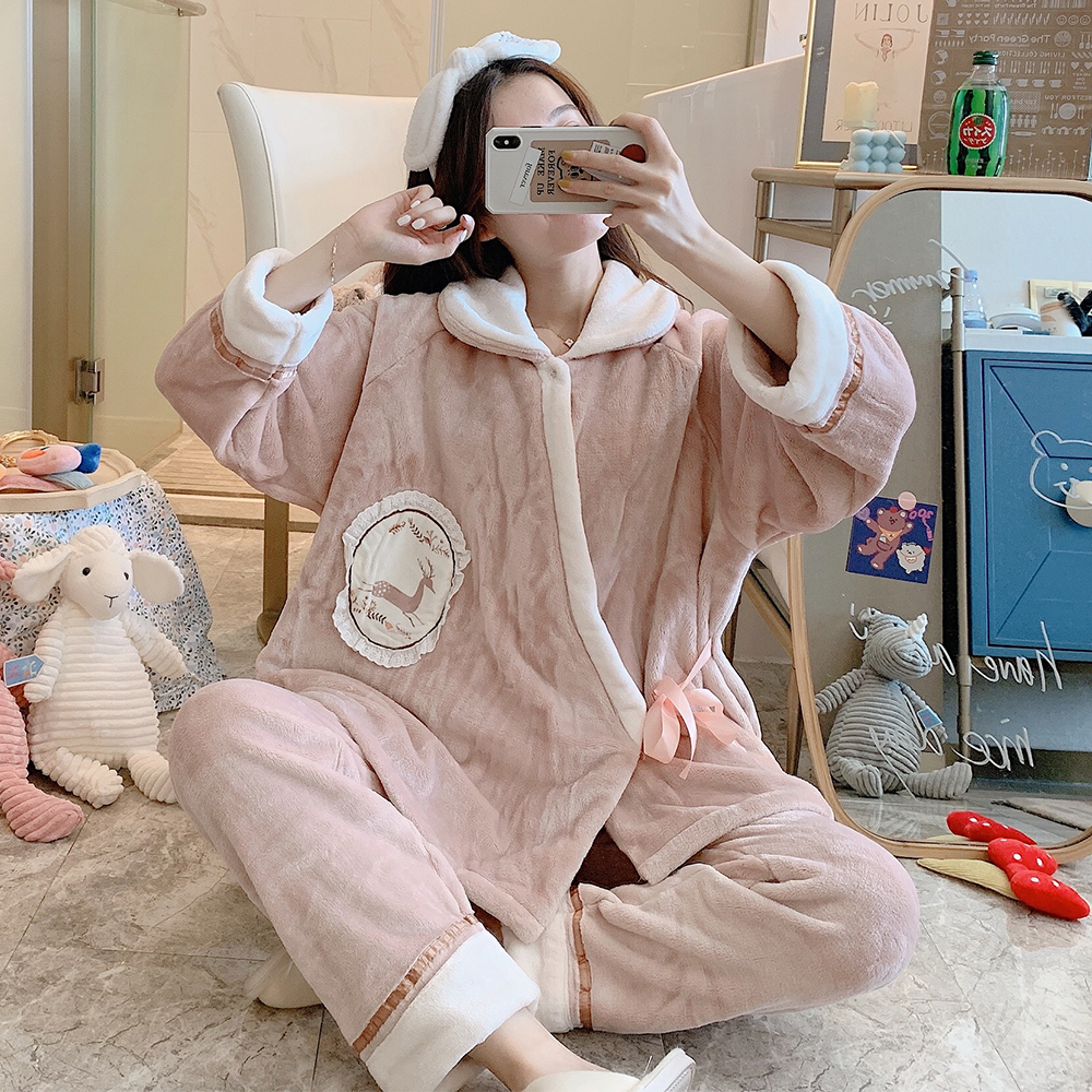 孕妇秋冬加绒保暖产后月子服睡衣产妇哺乳喂奶家居服套装10月12月