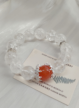 天然白幽灵水晶手链女款海蓝宝转运珠手串小众ins送女友生日礼物