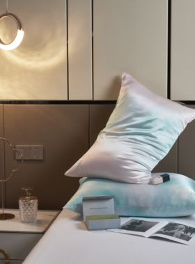 双面真丝素绉缎枕套50*75CM美容巾100%桑蚕丝绸面料22姆米枕巾