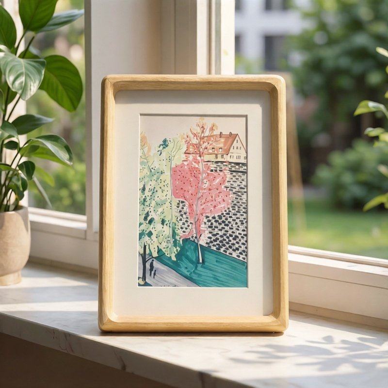 阿非漂流绘原创手绘风景十寸实木相框田园风光装饰画墙面挂画,家居饰品,桌面摆台画,淘宝优惠券,粉丝福利购,淘宝优惠卷