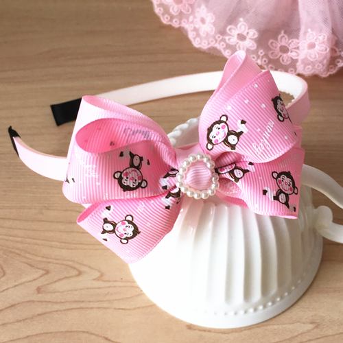 儿童可爱小猴子蝴蝶结发箍 女童宝宝实用发夹发绳小边夹卡子