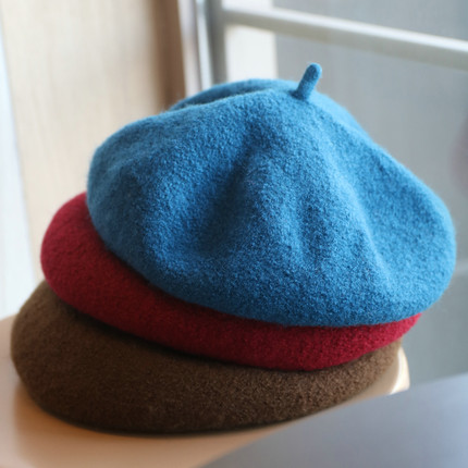 帽范 复古调羊毛呢颗粒感贝雷帽时尚纯色ins百搭画家帽女秋冬2023