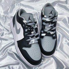 适配潮流1970s aj1低帮low影子灰倒钩小扣碎烟灰三色拼接zy鞋带