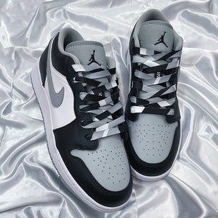 适配潮流1970s aj1低帮low影子灰倒钩小扣碎烟灰三色拼接zy鞋带