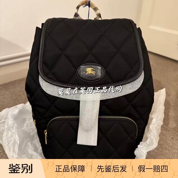 英国代购Burberry博柏利 9折时尚 战马logo 格纹绗缝女士双肩包