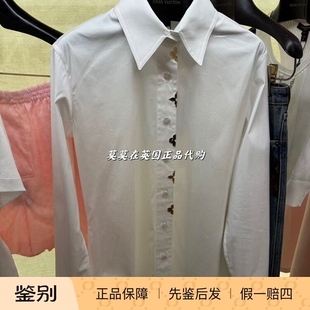 衬衫 英国代购 95折棉混纺徽标logo白色长袖 Vuitton路易威登 Louis