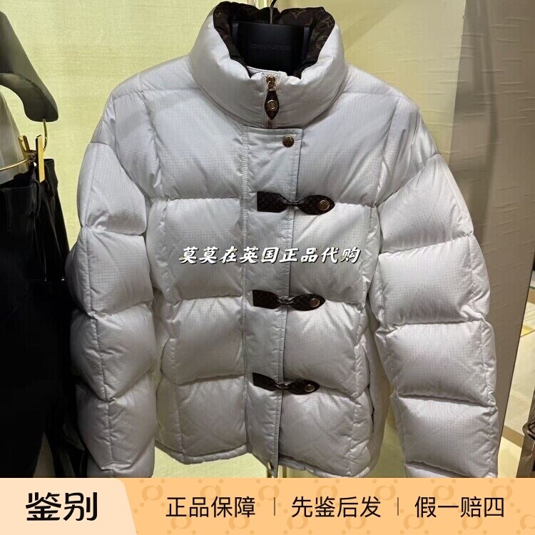 英国代购Louis Vuitton路易威登 95折老花logo白色面包服羽绒服