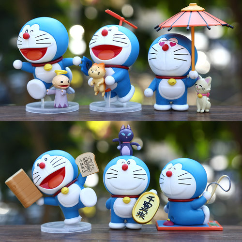 潮玩动漫蓝胖子公仔盲盒装饰摆件