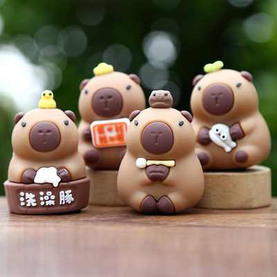 卡皮巴拉水豚鼠公仔玩偶盲盒摆件