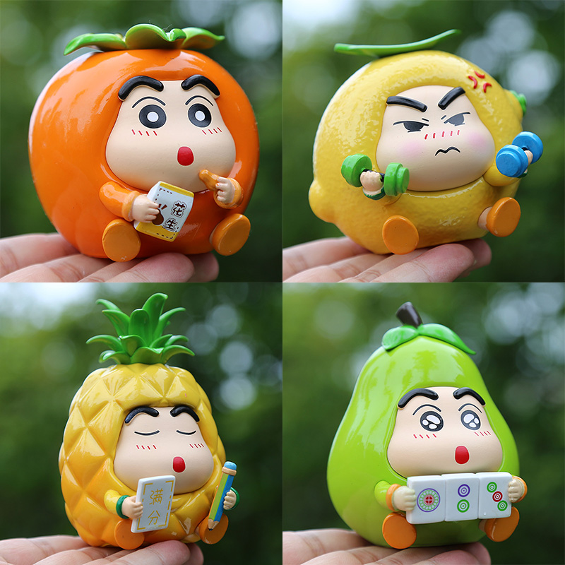 潮玩蜡笔小新COS水果系列手办模型可爱呆萌桌面车载装饰摆件礼物