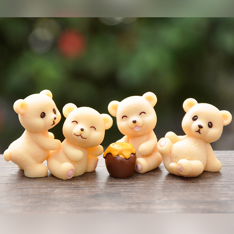 新品迷你呆萌小熊树脂公仔玩偶微景观盆景装饰品摆件学生盲盒礼品