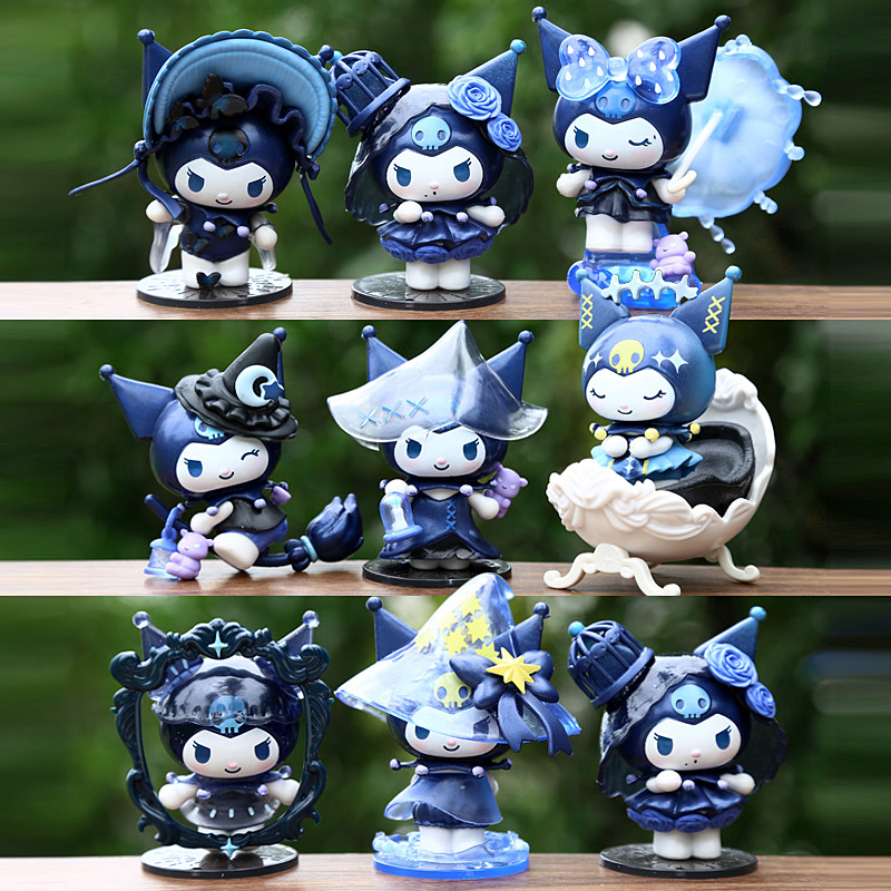 潮玩动漫魔女Kuromi公仔手办盲盒黑色头巾女孩玩偶桌面装饰品摆件