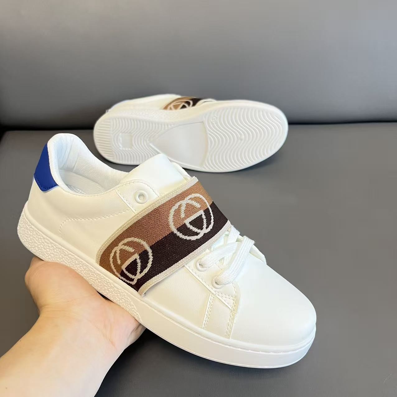 欧洲轻奢男鞋潮流高级百搭休闲白鞋懒人软底新款脚蹬情侣系带板鞋