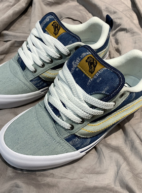 Knu skool蓝色水洗做旧牛仔布街头胖胖面包鞋百搭复古板鞋休闲鞋