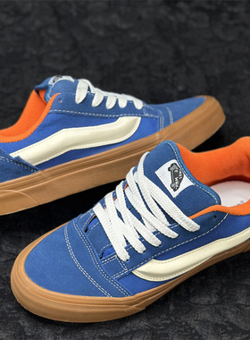 Knu skool蓝橙色刺绣美式街头胖胖面包鞋滑板鞋复古美式休闲鞋