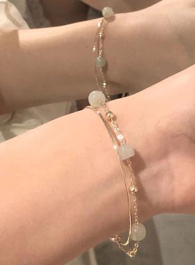 女小众设计感复古和田玉手链叠戴