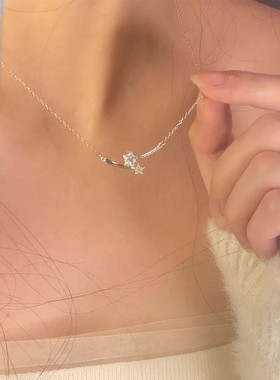 925银锁骨链几何交叉项链设计感