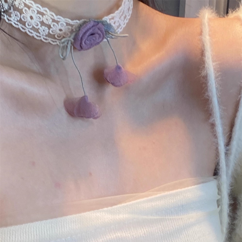 度假风氛围感超仙玫瑰花蕾丝颈带