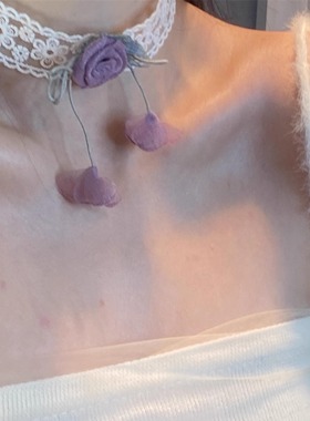 度假风氛围感超仙玫瑰花蕾丝颈带