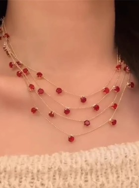 多层锆石项链秋冬新款爆款锁骨链