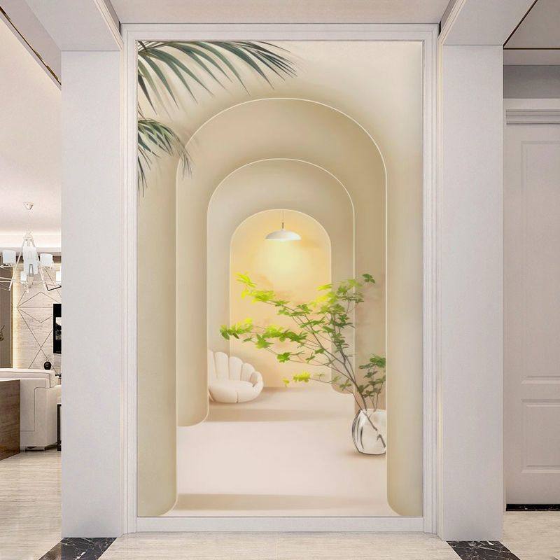 高端奶油风入户玄关墙纸空间感走廊过道尽头客厅小清新定制壁画布,家装主材,无纺布墙纸,淘宝优惠券,粉丝福利购,淘宝优惠卷