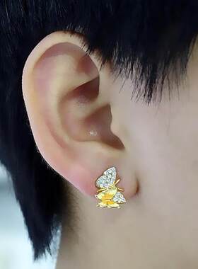 满钻彩釉无耳洞防过敏新光饰品