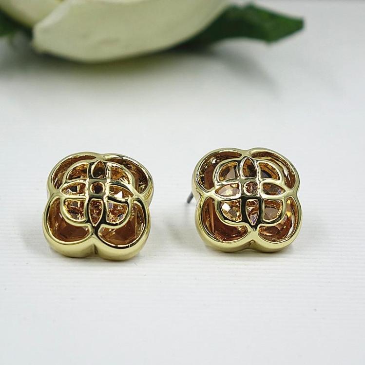 包邮新光饰品专柜正品欧美款几何镂空水晶耳钉女锆石耳环耳钉耳饰