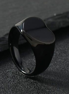 欧美不锈钢光面桃心情侣戒指