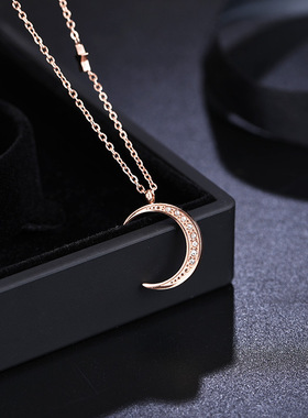 森系钛钢玫瑰金项链女