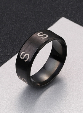 欧美跨境26字母不锈钢情侣戒指