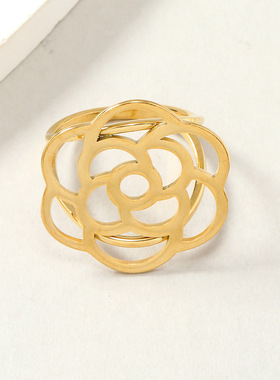 跨境热销不锈钢玫瑰戒指