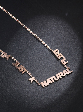 新款创意钛钢瑰金英文字母项链女