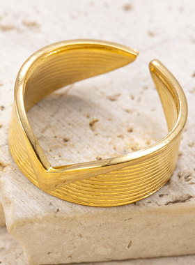 欧美跨境不锈钢V形开口戒指