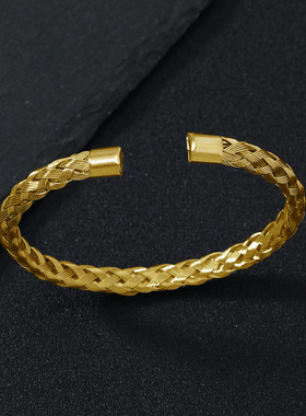 跨境热卖钢编圆弧不锈钢手环