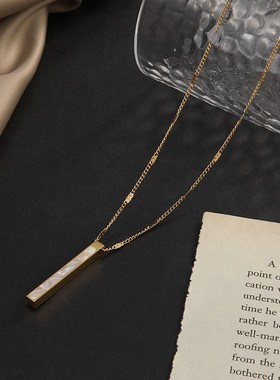 钛钢白贝母k金锁骨链5